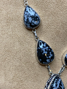 #5003 Snowflake Obsidian Necklace